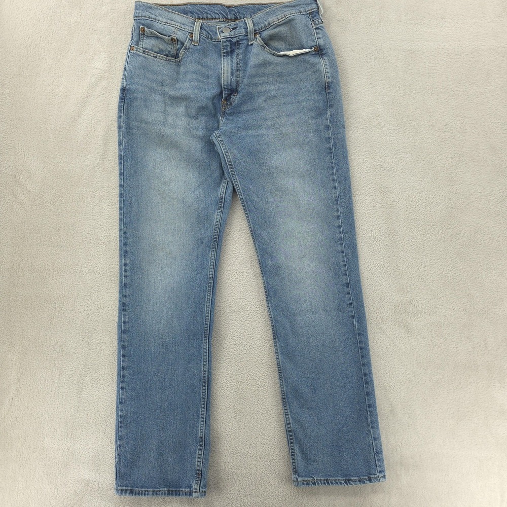 Levis 514 Jeans Mens 33x32 Light Wash Blue Regular Fit Straight Stretch Denim